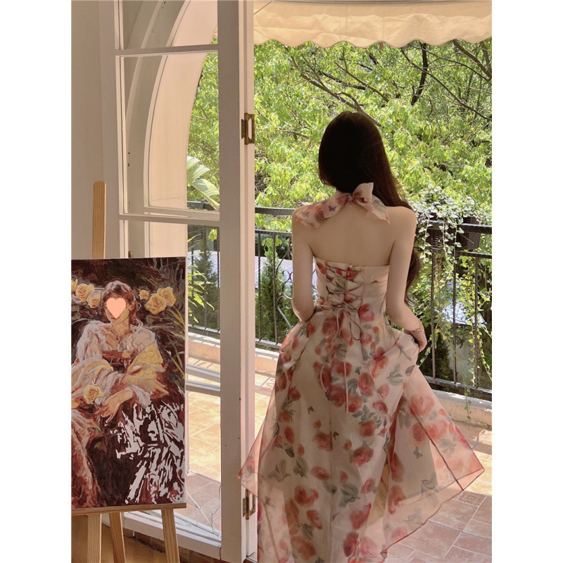 2022 New Stunning Chiffon Neck Dress Summer High-end Gentle First Love Fairy Skirt Elegant Super Fairy