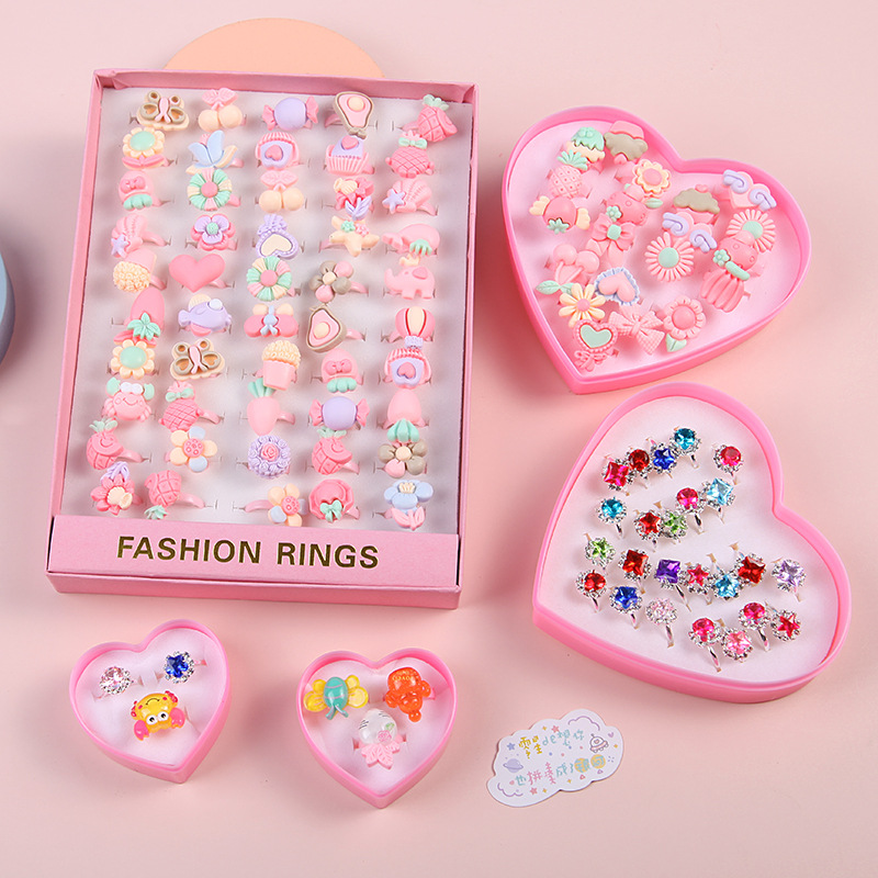 Children's ring ring girl's jewelry crystal gem colored diamond ring kindergarten gift gift toy wholesale