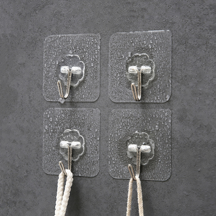 Hook strong adhesive wall hanging transparent seamless load-bearing bathroom kitchen hook paste punch-free sticky hook
