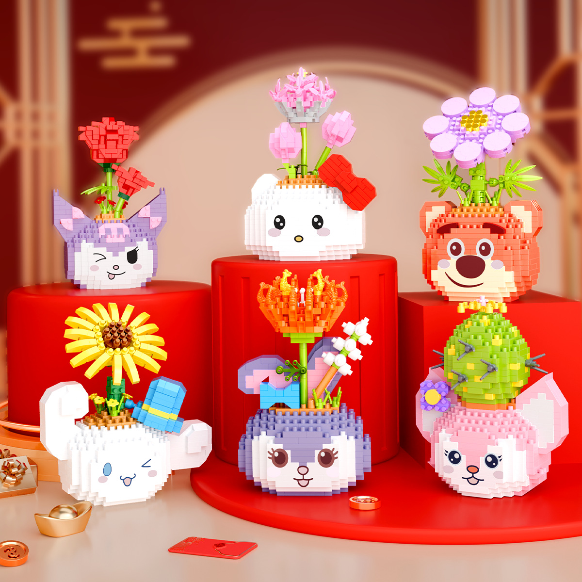 Compatible with Lego Tiny Particles Cartoon Donut Doll Building Blocks Panda Children's Day Educational Toys Blind Box Wholesale