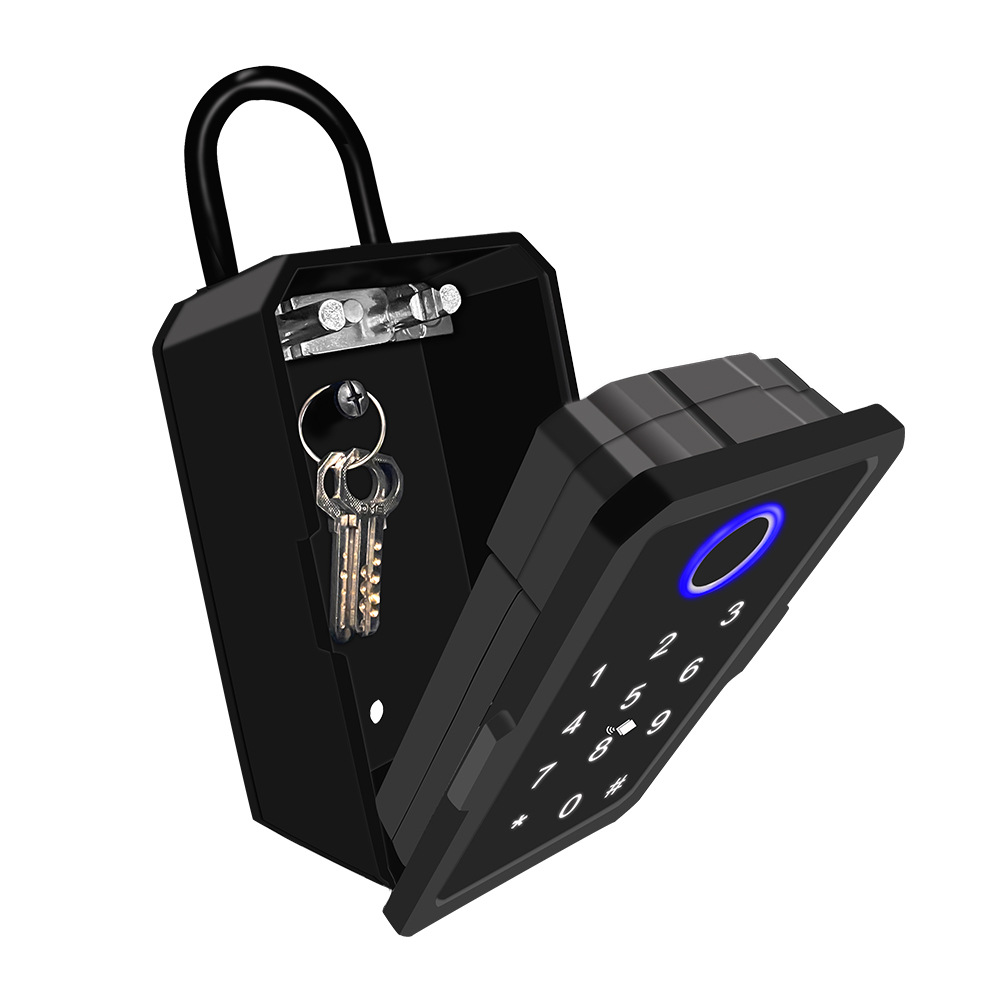 Black Graffiti Bluetooth Smart Key Box Fingerprint Password Lock Card Mobile Phone App Remote Unlock Lock Box
