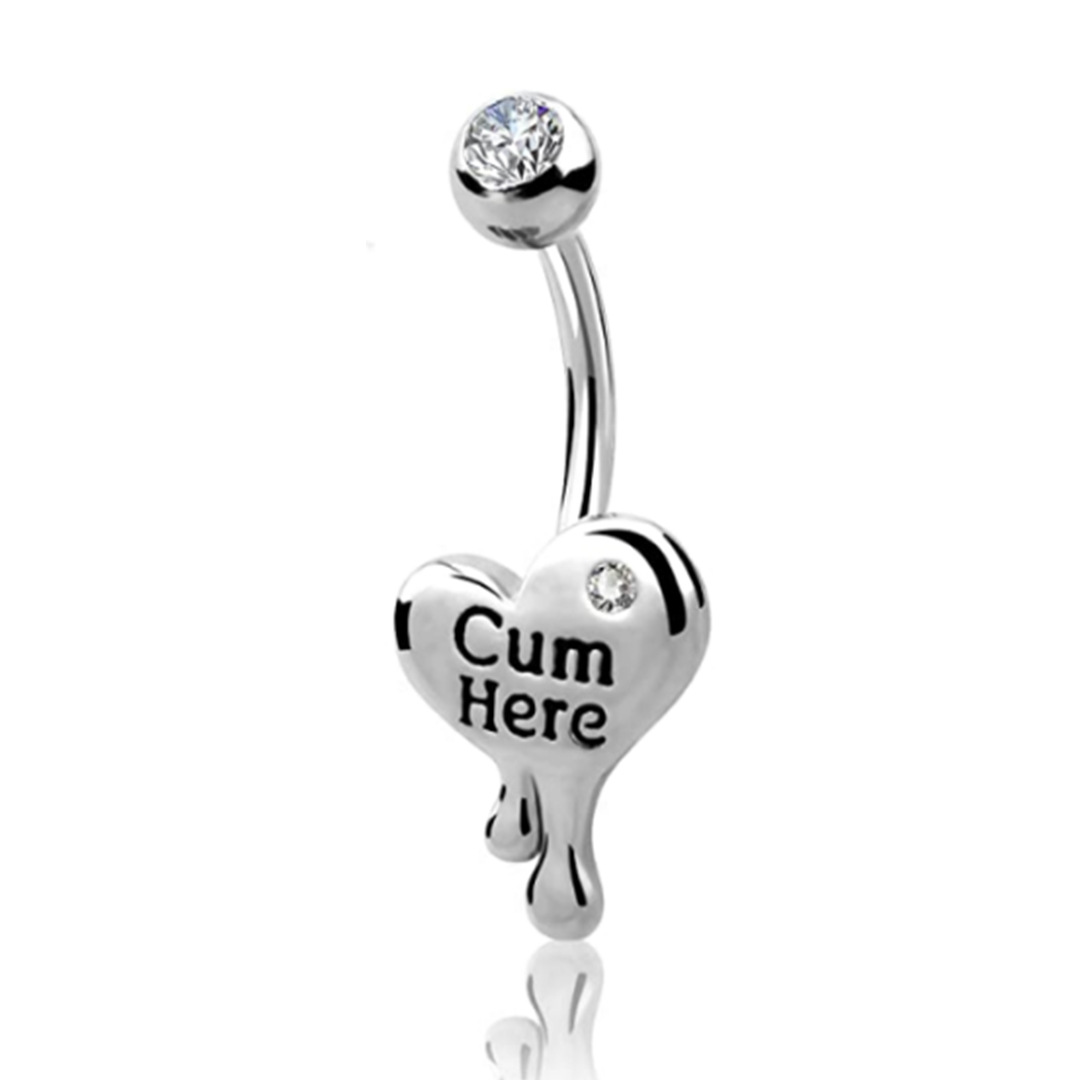Gaby European and American Heart Shaped Zircon Set Letter Simple Navel Nail Punk Personalized Navel Ring Piercing Jewelry