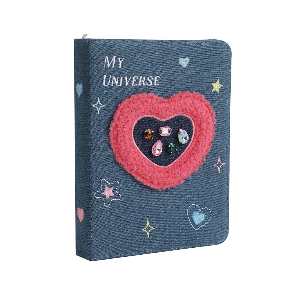 ins Korean style retro A5 denim love album Girl's four-grid card book student three-inch star storage book