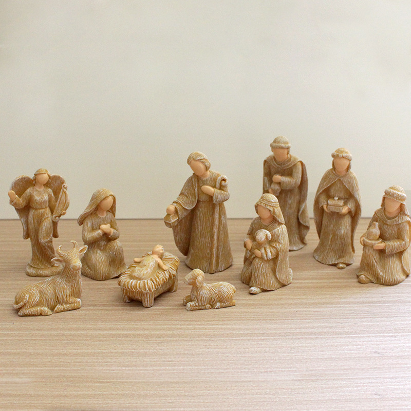 Cross-Border religious manger set ten home decoration resin ornaments living room porch scene manger group spot batch