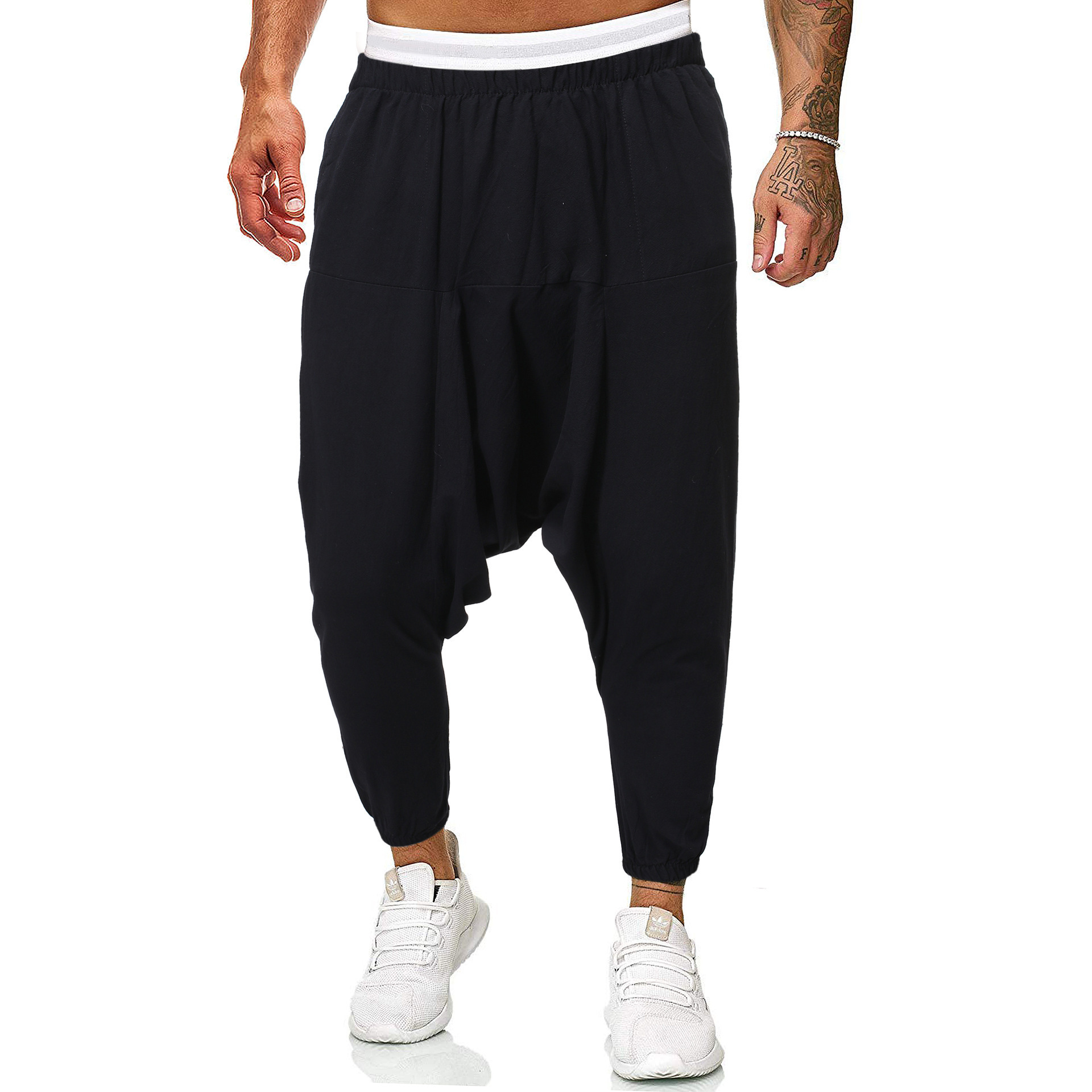 wish AliExpress 2021 Foreign Trade New Men's Cotton and Linen Casual Pants Loose All-match Harem Pants