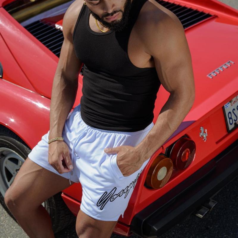 Fitness Shorts Men's Running Breathable Mesh Quick-drying Training Quad Pants Stretch Trendy Brand American-style No-knee Sports Pants