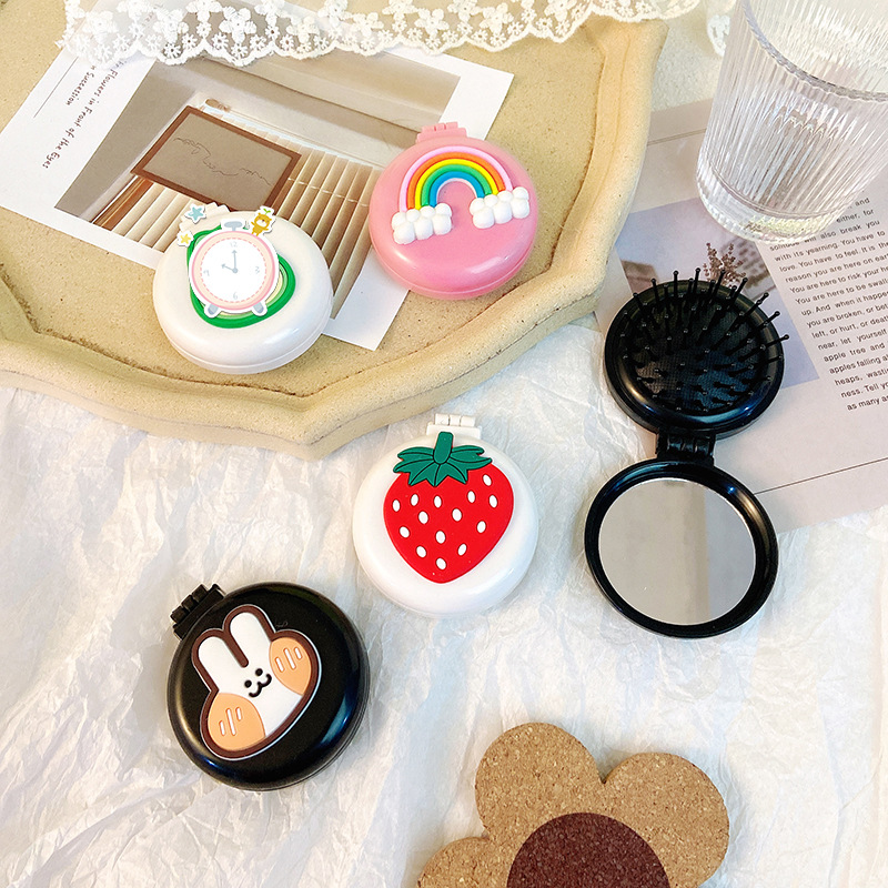 Cute Girl Heart Air Cushion Comb Massage Hair Comb Not Break Hair Student Portable Makeup Mirror Folding Airbag Comb