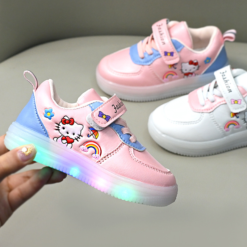 Autumn Princess Light board shoes small white shoes girls shoes baby soft bottom non-slip toddler shoes girls cartoon children's shoes