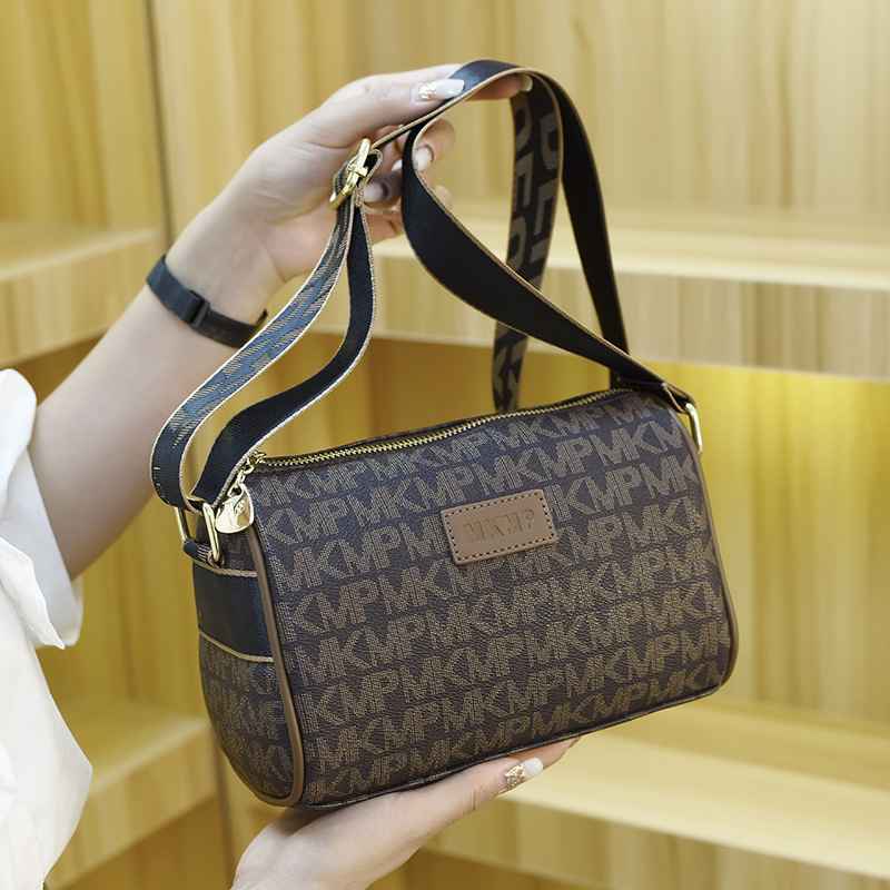 Fashion Handbags for Women 2022 New Trendy Retro Print Round Cylinder Bag Boston Pillow Bag Versatile Shoulder and Crossbody Bag