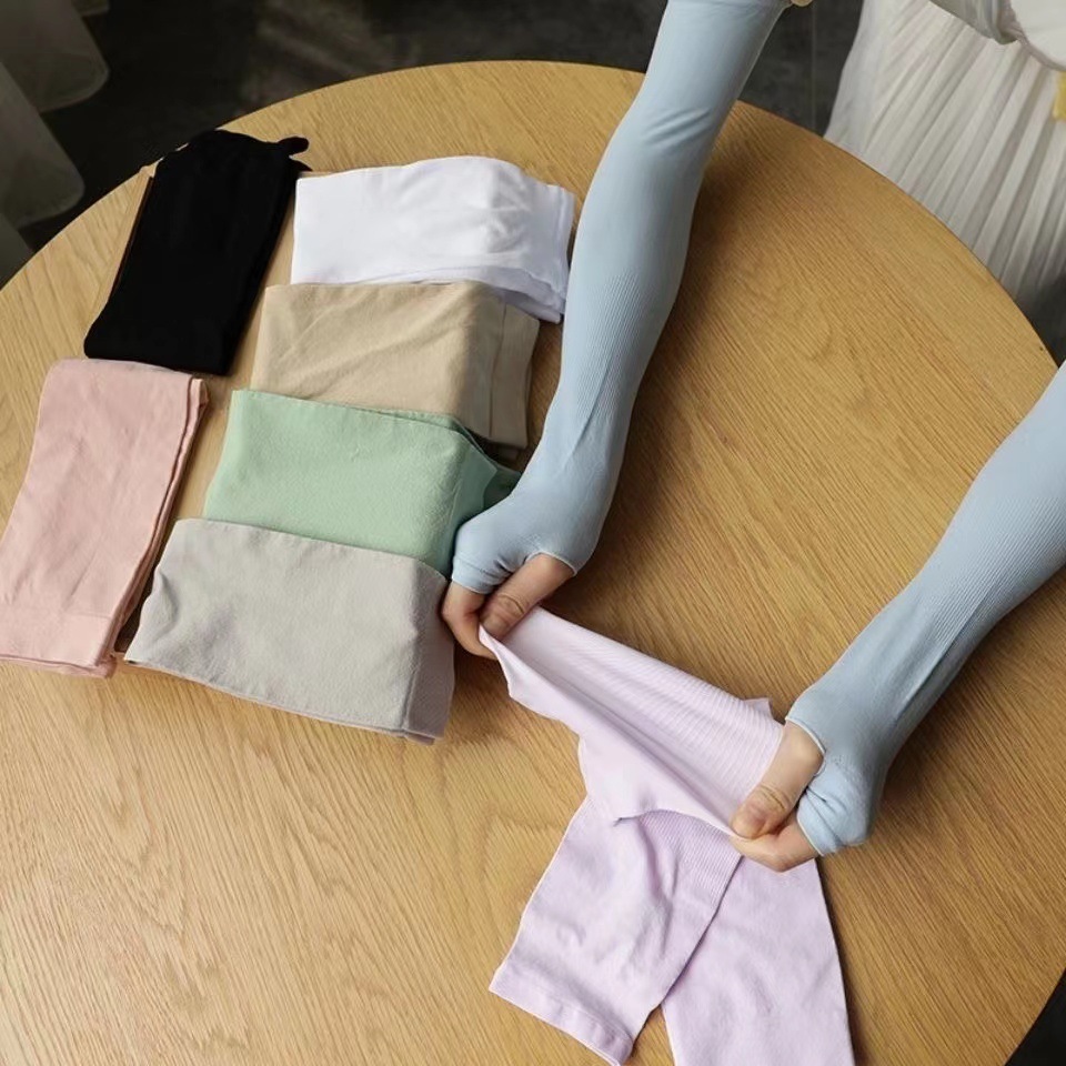 Solid color mosquito repellent sleeves Korea ice sleeves ice silk sunscreen sleeves outdoor riding men's and women's sports driving sleeves wholesale