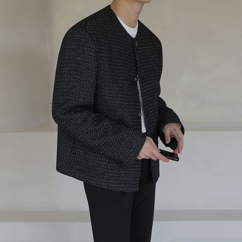 MYQ Men's Jacket Chanel-style Overcoat for Spring and Autumn New Korean Version Fashion Advanced Men's Casual Top