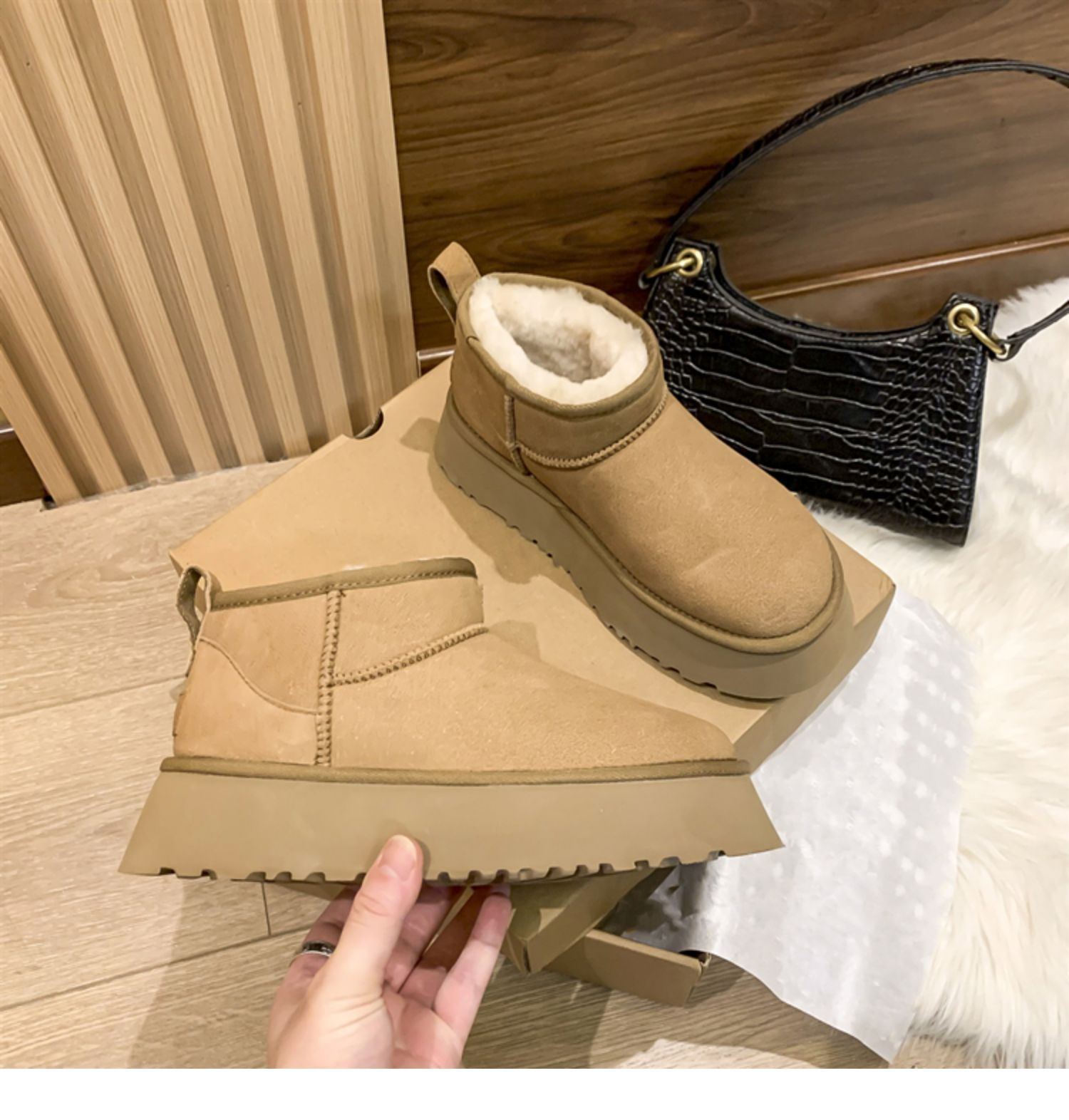 Snow Boots women's platform thick-soled outer wear 2023 Winter new fur integrated waterproof non-slip warm cotton shoes_voghion.com