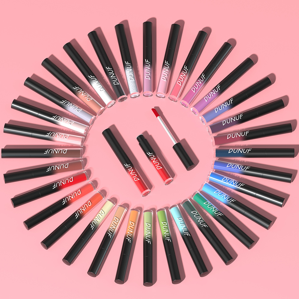 Pay attention to view! Link Disclaimer-Foreign Trade Exclusive: DUNUF 32 Color Multipurpose Matte Lasting Lip Gloss