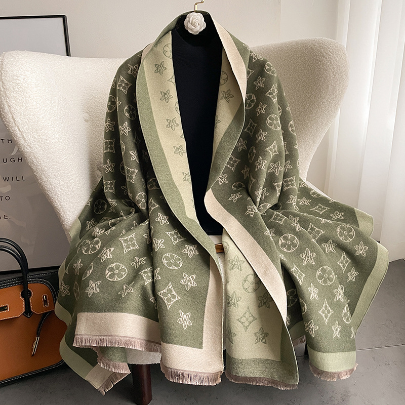 European and American Light Luxury Five-pointed Star Scarf Women's Autumn and Winter Fashion Double-sided Cashmere Scarf Outer Warming Air Conditioning Shawl