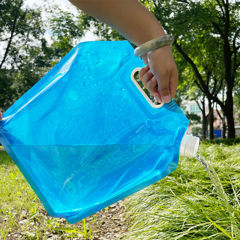 Outdoor portable folding water bag with valve large capacity mountaineering travel camping plastic soft water storage bucket 5L
