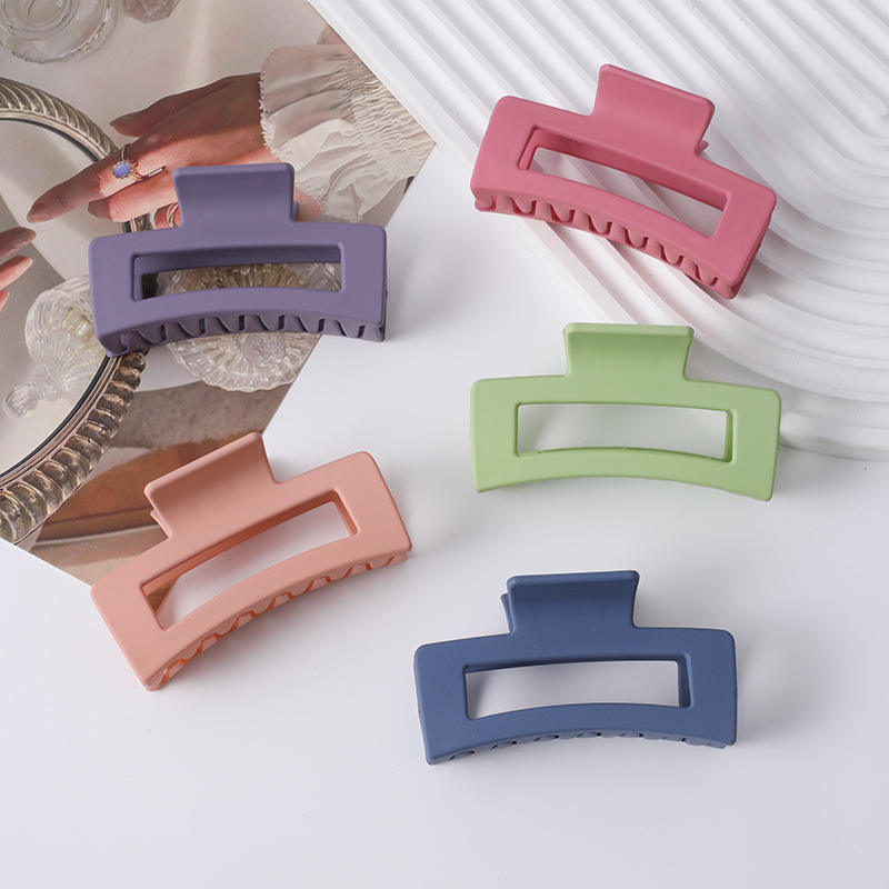 Cross-border matte hair grab candy color back head simple large grab clip bath shark clip hair accessories wholesale
