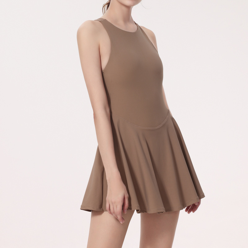 Luの夏のスポーツのワンピースは光の速乾の羽毛のテニスのスカートの美背の連体のヨガの服のフィットネスの服の女性を防ぎます。|undefined