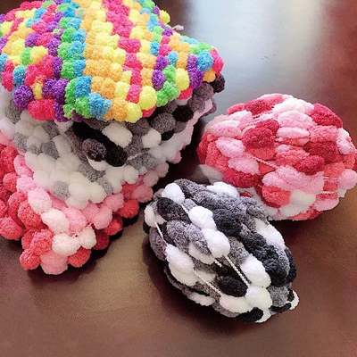 Big ball ball coarse wool round thread loop crochet sofa cushion carpet cushion handmade diy woven material bag