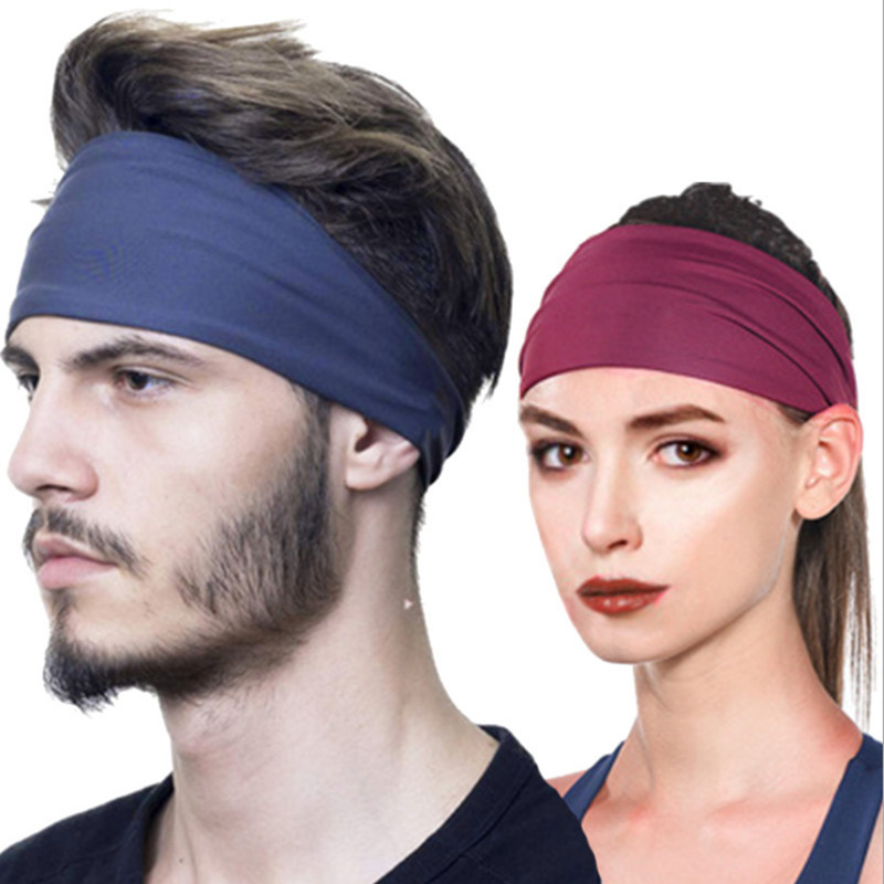 Explosions European and American Sports Hair Band Yoga Sweat Band Stomach Cotton Headscarf Solid Color Hair Band Women's Running Fitness Headband