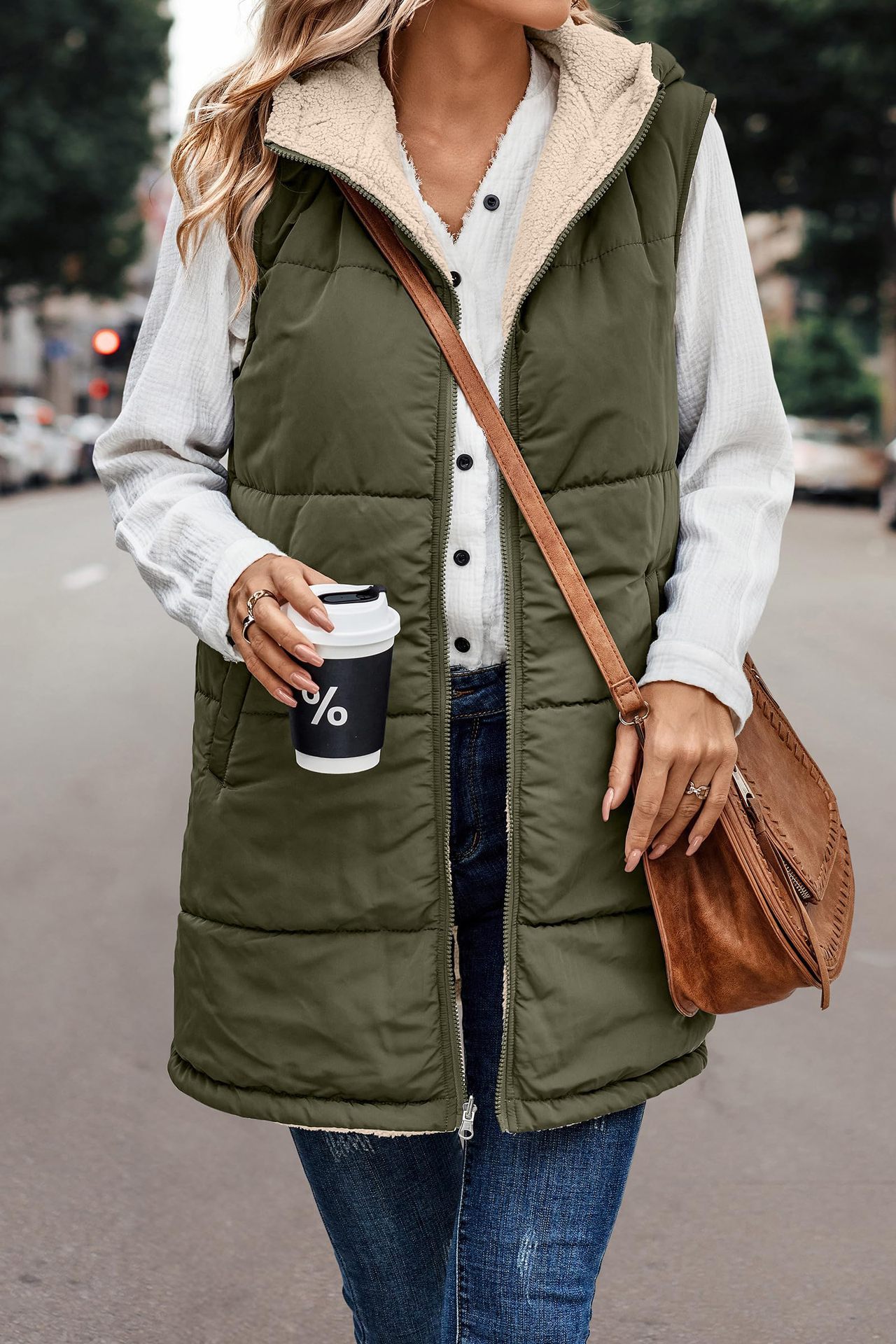 In stock 2023 new European and American solid color hooded cotton-padded vest double-sided warm cardigan windproof coat_voghion.com