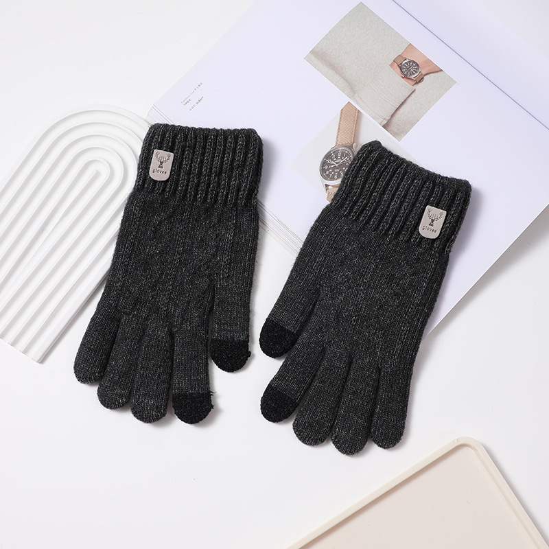 Autumn and winter men and women's wool warm Korean version simple half-finger gloves student versatile touch screen knitted five-finger wholesale