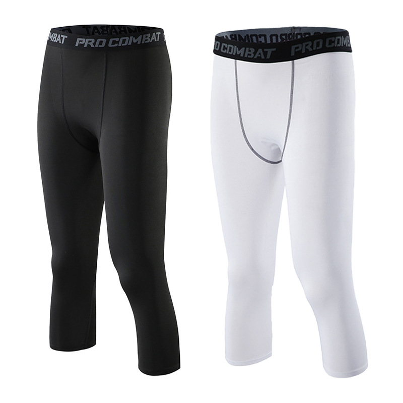 Men's PRO Sports Pants Cropped Fitness Running Training Perspiration Breathable Quick-drying Stretch Tight Cropped Pants