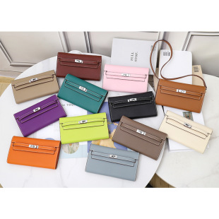 High-grade Cowhide Palmprint Kelly Wallet Women's Long Genuine Leather Clutch New Arrival Single-shoulder Crossbody Bag Underarm Small Bag