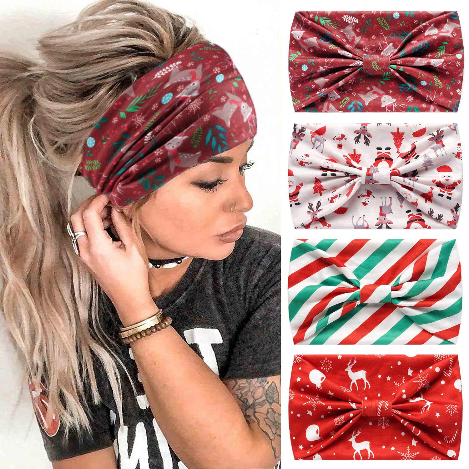 European and American Halloween Christmas Hair Band Wide Yoga Sports Hair Band Pumpkin Skull Ghost Holiday Headband Women