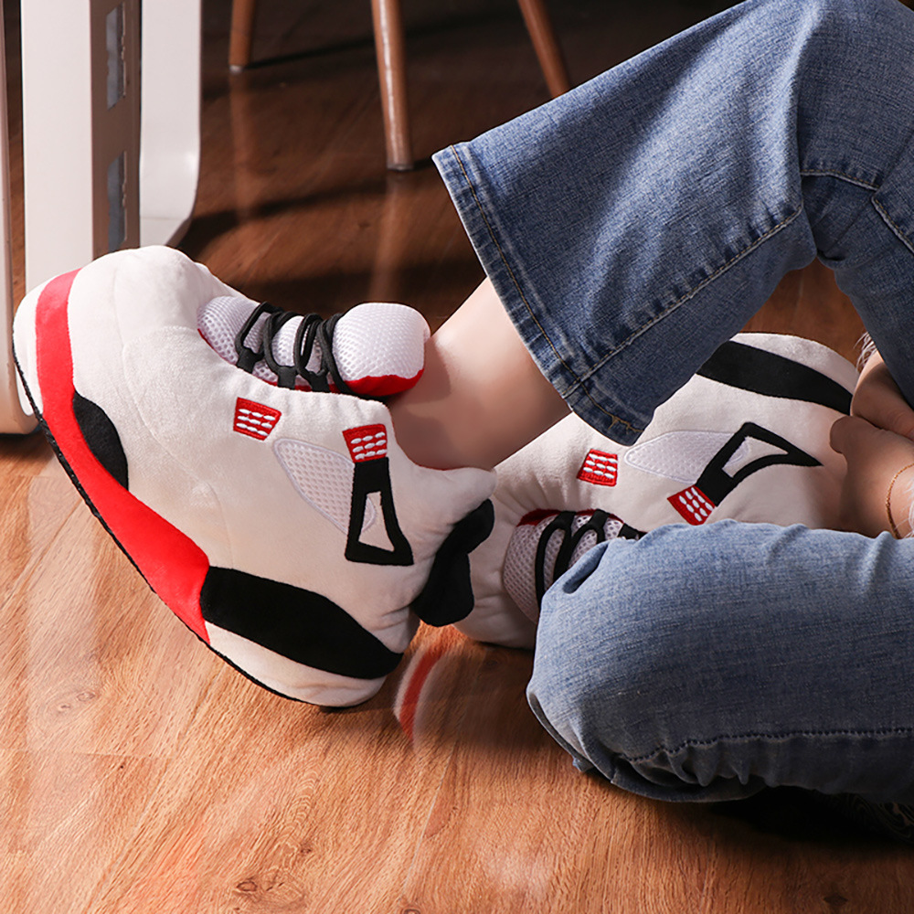 In stock AJ cotton slippers creative home shoes funny coconut bread shoes indoor warm men and women couple style fat shoes