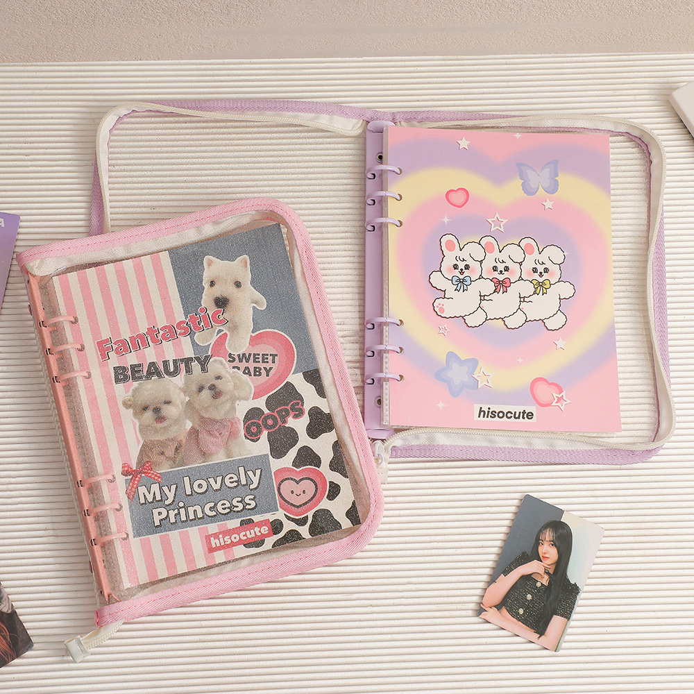 Hisocute original A5 zipper color matching album Girl Polaroid three-inch card book student four-grid storage book