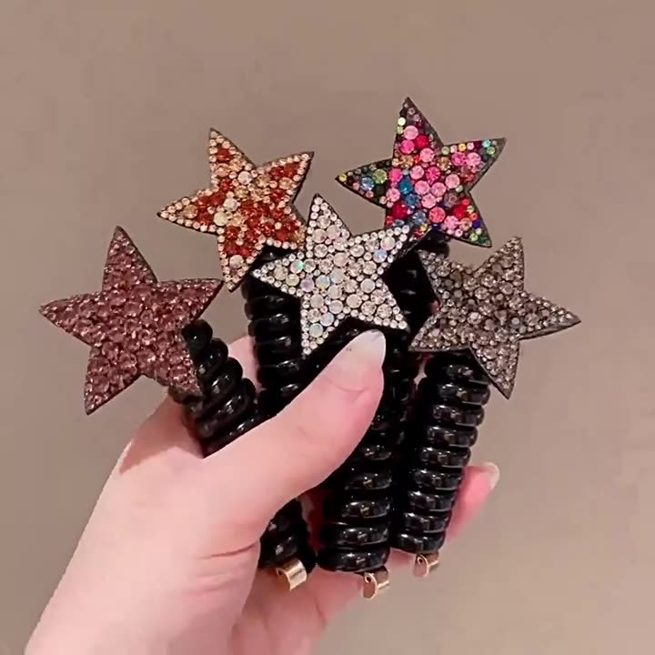 Новый горный хрусталь звезда проволока для волос кольцо для волос Дети не повреждают веревку для волос маленькая девочка пятиконечная звезда аксессуары для волос головной убор