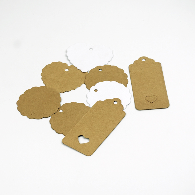 Amazon blank tag hemp rope lanyard cow card perforated tag clothes shoes hat Kraft paper card spot wholesale