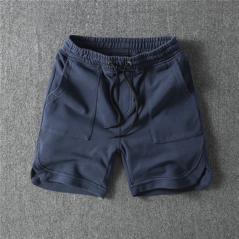 American Style Casual Washed Tooling Shorts 2024 Summer Trendy Student Solid Color Sweat Pants Retro Men's Five-point Pants