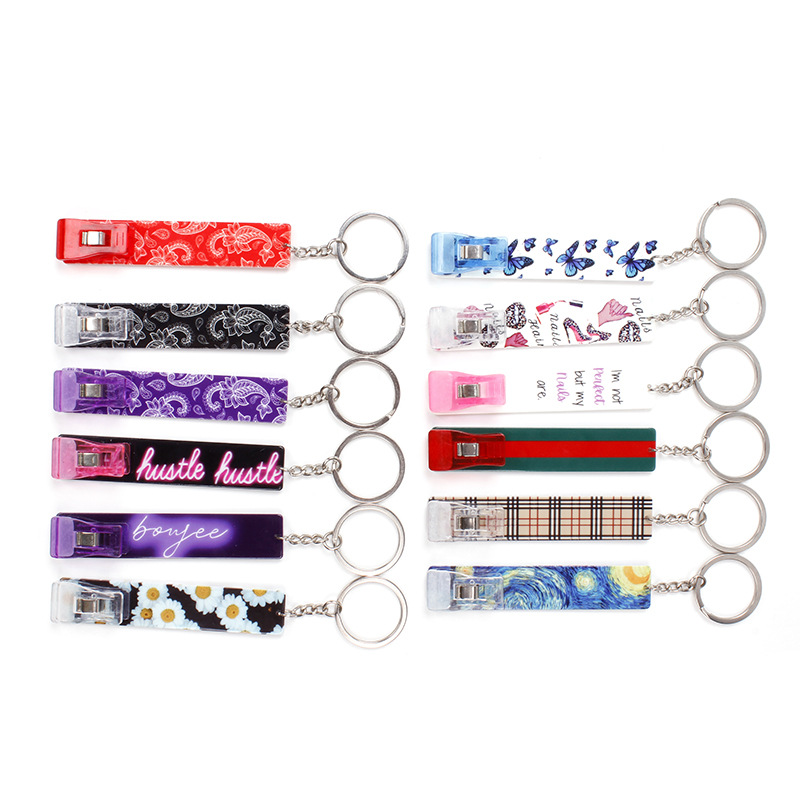 Cross-supply non-contact bank card picker card clip long nail key chain DIY key chain Ding link