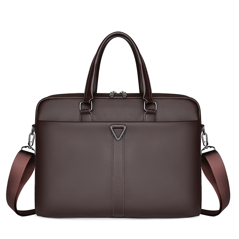 Cross-border new men's portable business briefcase conference bag 15.6 inch notebook bag PU shoulder laptop bag