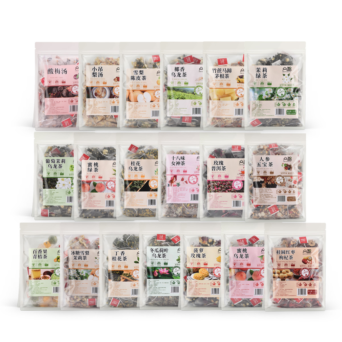 Zhongzhi flower and fruit tea peach oolong tea vitality four treasures health scented tea independent tea bag 50 bags affordable wholesale