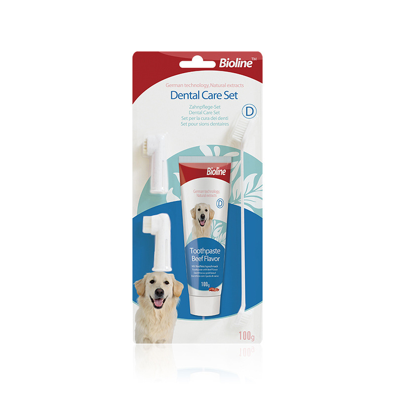 Bioline Toothpaste Single suit Pet Toothbrush Toothpaste suit Cat Dog Toothbrush Cleaning Supplies