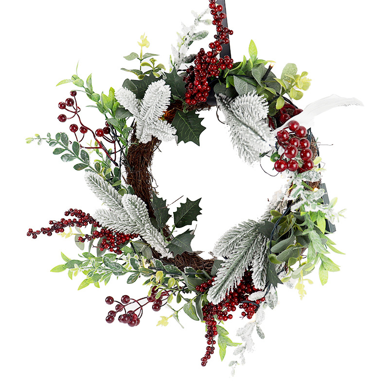 Simulation red fruit Christmas Wreath Christmas decorations window props home window Christmas wreath door hanging