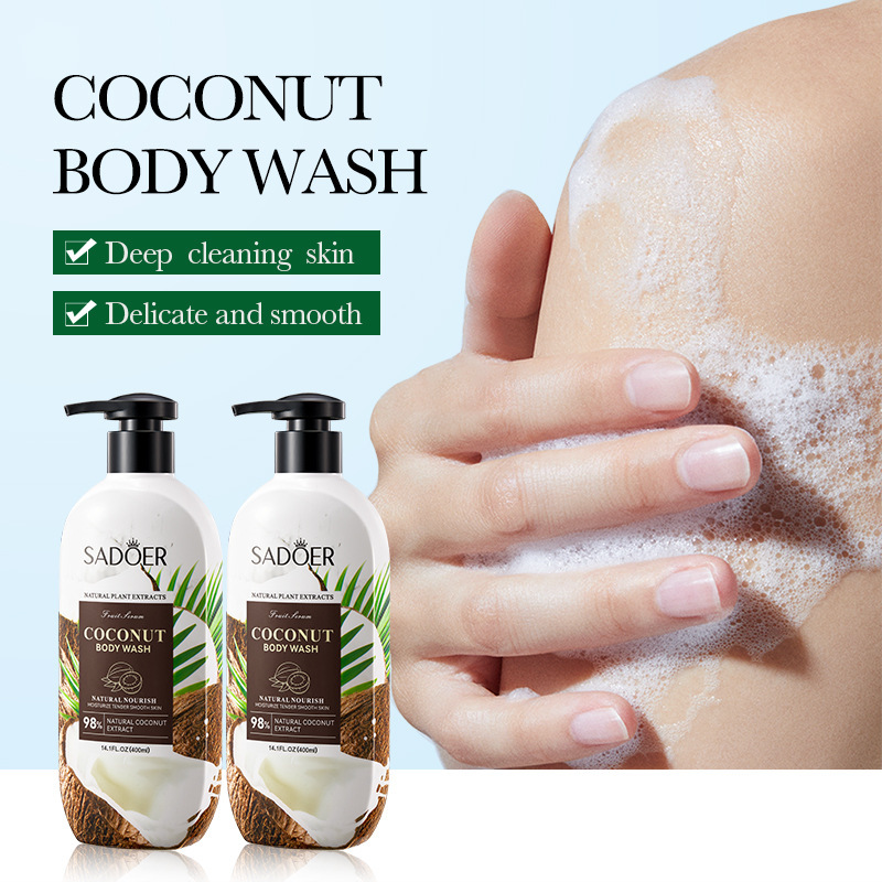 Full English SADOER coconut shower gel Cleansing Body Exfoliating delicate shower gel cross-border foreign trade Wholesale