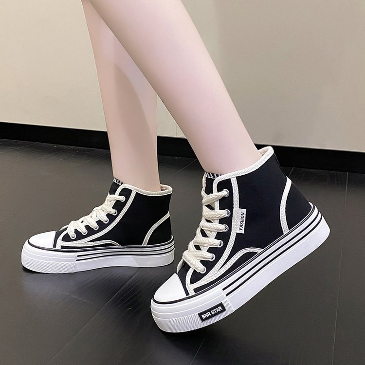 2022 spring, summer, autumn and winter foreign trade new women's shoes women's board shoes student shoes canvas shoes middle round head lace