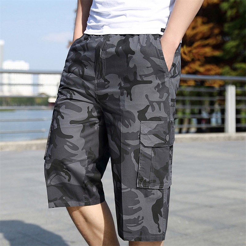 Summer Pure Cotton Pants Men's Men's Camouflage Workwear Capri Pants Men's Large Size Casual Pants Sports Shorts for Men