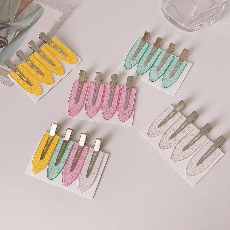 Seamless hairpin cream glue DIY duck bill clip transparent homemade material side bangs clip color Net red clip