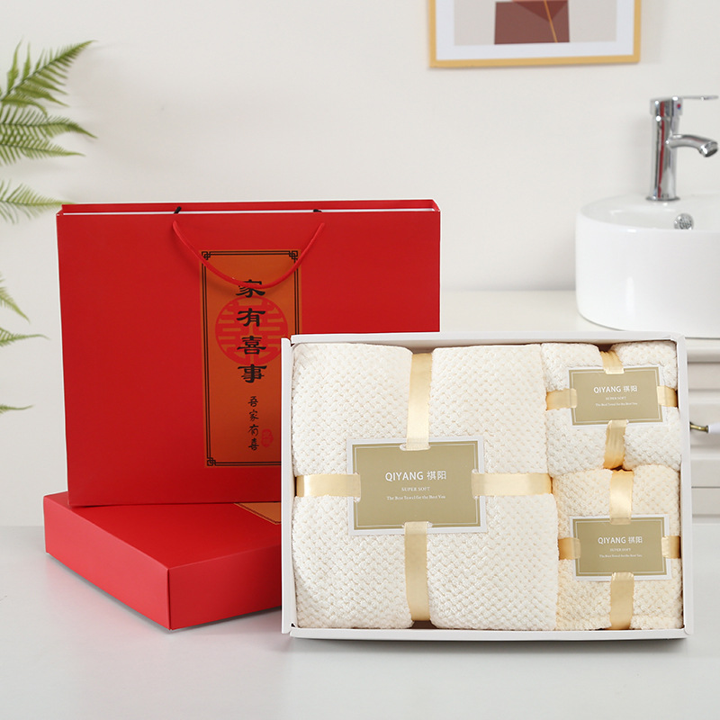 [New pineapple Box Set] towel towel dry hair hat gift box wedding gift shop LOGO