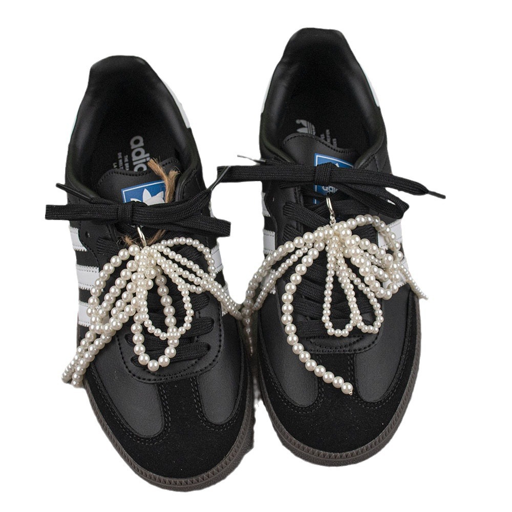 Simple Shoe Flower Pearl Bow Pearl String Shoes Accessories Buckle sneaker Decorative Buckle Shoelace Buckle Bag Jewelry