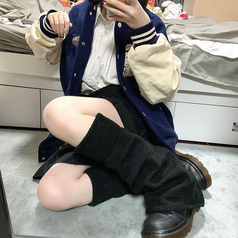 Solid Color Wide Leg Socks Socks Pure White JK Girls Winter Warm Lolita Cos Foot Cover