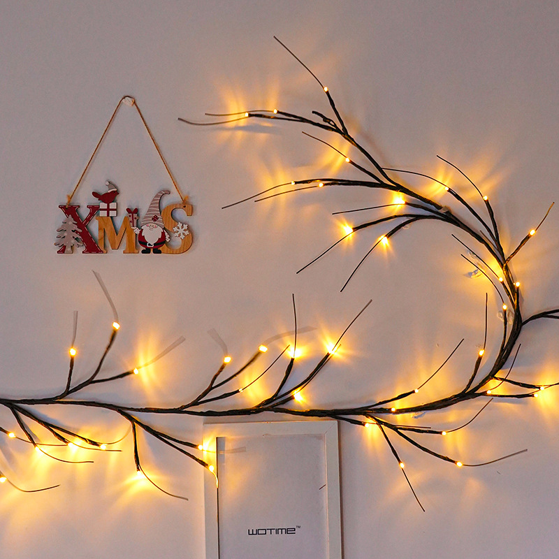 跨境 LED树枝枫叶藤条灯串圣诞节日婚庆布置房间满天星装饰灯
