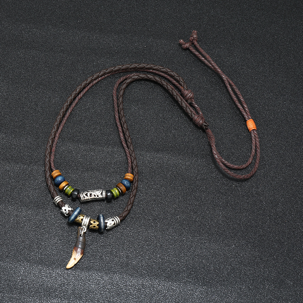New Ethnic Style Necklace Jewelry Men's Pendant Vintage Element Jewelry Men's Necklace Wholesale Dog Teeth Necklace