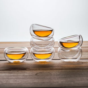 Double-layer glass High Borosilicate tea cup anti-scalding high temperature resistant household tea accessories set thickened explosion-proof wholesale