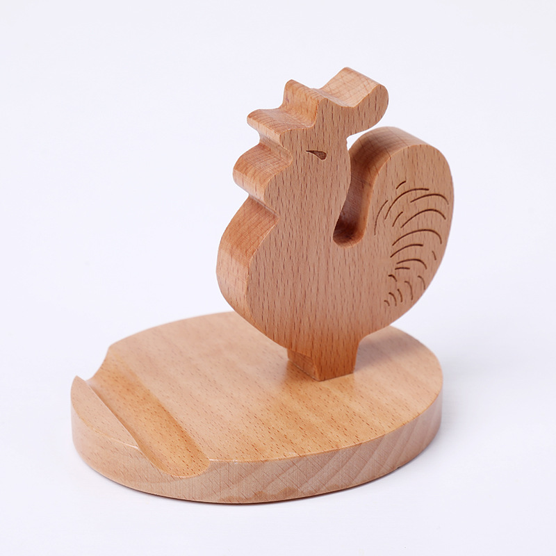 Solid wood flat support to chase TV cute creative mobile phone holder desktop mobile phone holder wholesale engraved logo