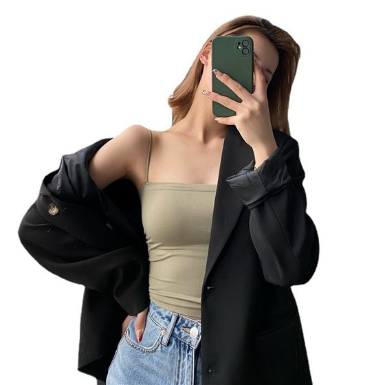 Spring Girl Beautiful Back Wrapping Chest All-match One-piece Sling Vest with Chest Pad Women's Fixed Underwear Without Steel Rings Women's Tube Top